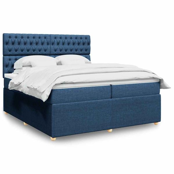 vidaXL Boxspring posteľ s matracom modrá 200x200 cm látka