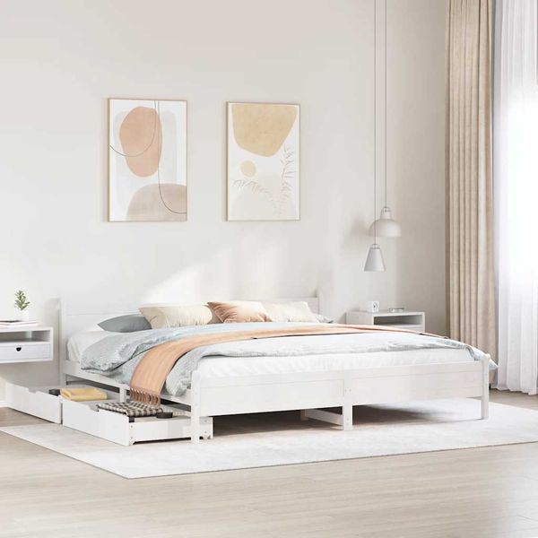 vidaXL Posteľ bez matraca biela 200x200 cm masívna borovica