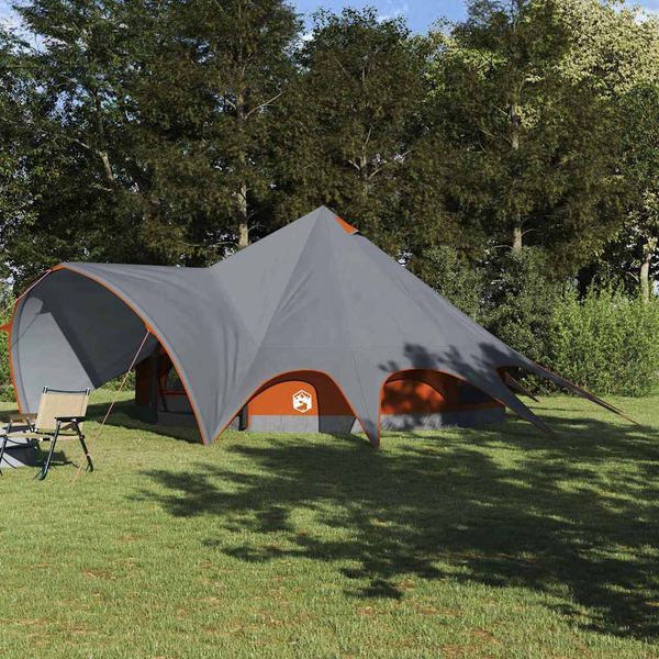 vidaXL Teepee stan pre 9 osôb Šedá a oranžová 502 x 502 x 297 cm