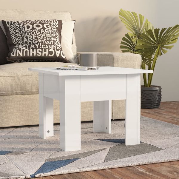 vidaXL Konferenčný stolík lesklý biely 55x55x42 cm kompozitné drevo