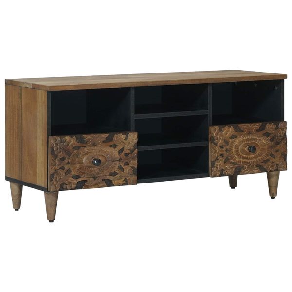 vidaXL TV skrinka Hnedá 100 x 33,5 x 46 cm Masívne mango drevo