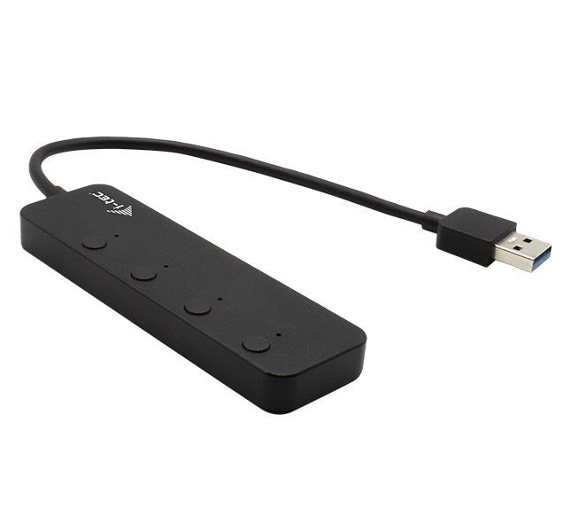 i-tec USB 3.0 Metal HUB 4 Port s individuálnymi prepínačmi, USB Hub, externý, 4x USB 3.0, tlačidlá na zapnutie a vypnutie portu, LED, čierna