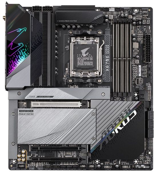 GIGABYTE X670E AORUS MASTER/AM5/E-ATX Základná doska, AMD X670, AM5, 4x DDR5 DIMM (max. 128GB), 4x M.2, HDMI, DisplayPort, 2x USB typ C, Wi-Fi, EATX