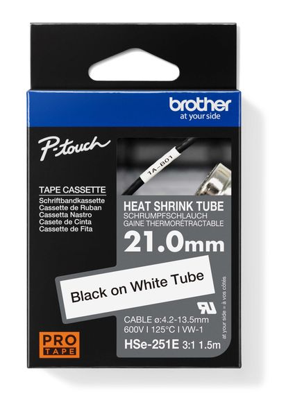 HSE-251E - čierna tlač na biele, šírka 21,0 mm