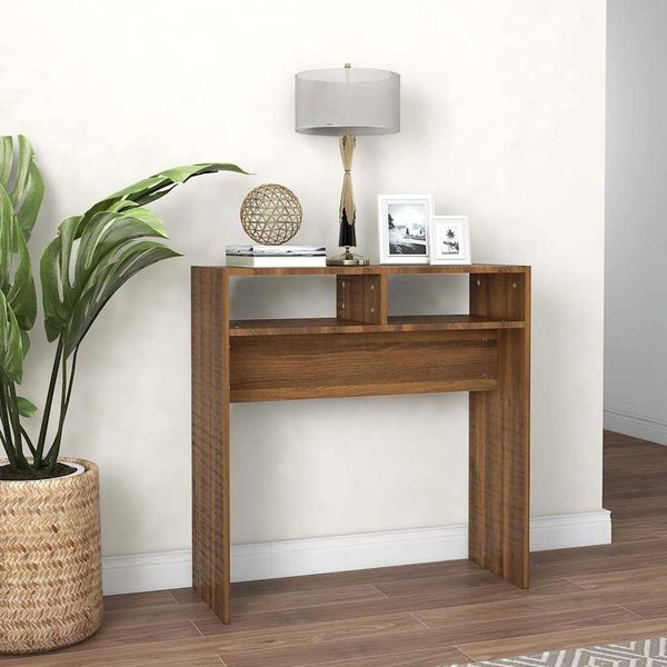 vidaXL Konzolový stolík hnedý dub 78x30x80 cm spracované drevo