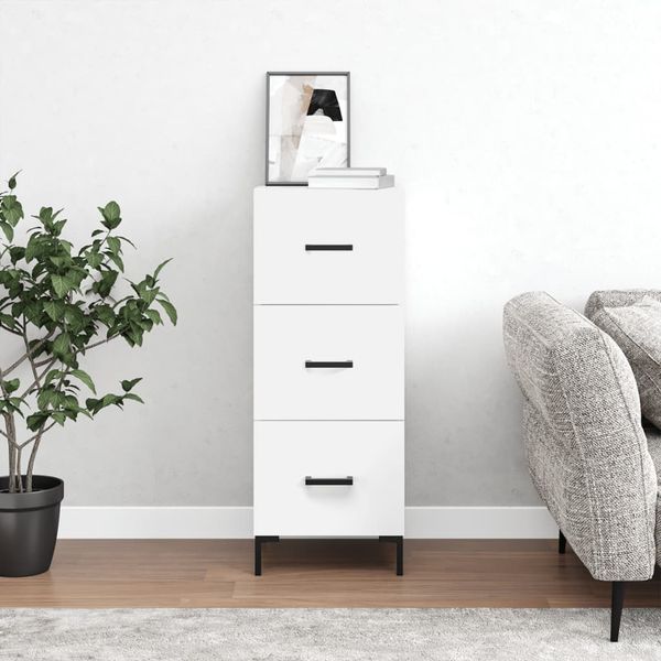 vidaXL Komoda biela 34,5x34x90 cm spracované drevo