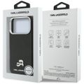 Puzdro Karl Lagerfeld pre iPhone 17 Pro 6,3" HC MAGSAFE PU FW S HLÁVKOVÝM ŠPENDLÍKOM K&C ČIERNA