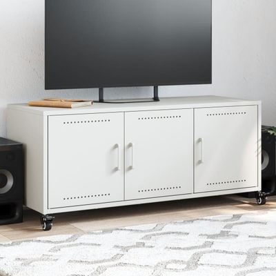 vidaXL TV skrinka biela 100,5x39x43,5 cm oceľ