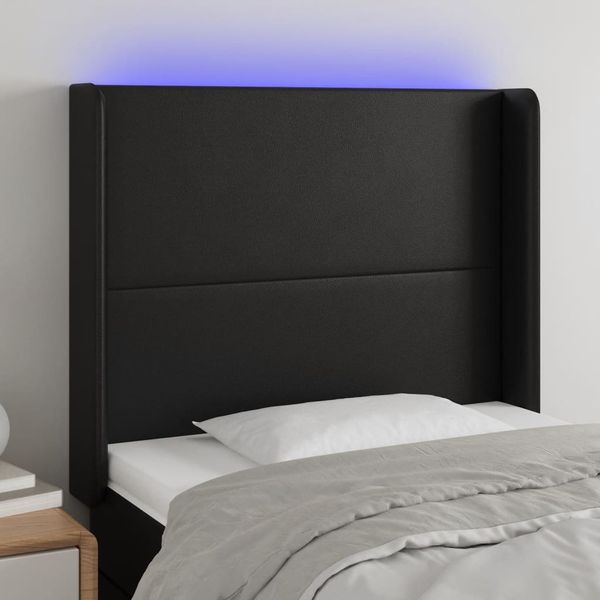vidaXL Čelo postele s LED čierne 83x16x118/128 cm umelá koža