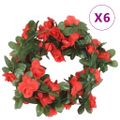 vidaXL Kvetinové girlandy 6 ks, jarné, červené 250 cm