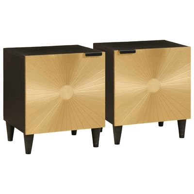 vidaXL Nočný stolík 2 pcs Čierna a zlatá 40 x 33 x 46 cm