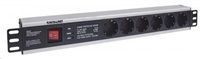 Intellinet 19" 1.5U Rackmount 6-Way Power Strip - German Type, rozvodný panel, 6x DE zásuvka, 3m kabel,priepätová ochrana