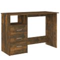 vidaXL Stôl so zásuvkami dymový dub 110x50x76 cm spracované drevo