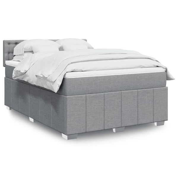 vidaXL Boxspring posteľ s matracom bledosivý 140x190 cm látka