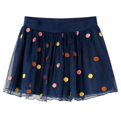 vidaXL Detská tylová sukňa s polka bodkami námornícka modrá 140