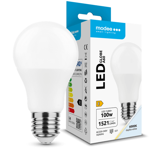 Modee Lighting LED žiarovka Globe A60 13,8W E27 360° 6000K 1521 lm ERP (ML-G6000K13,8WE27N)