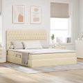 vidaXL Postel s úložným prostorem a matrací Krémová 180 x 200 cm látka