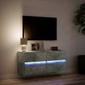 vidaXL TV nástenná skrinka s LED svetlami betónovo sivá 100x31x45 cm