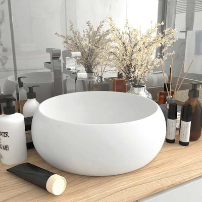 vidaXL Luxusné umývadlo, okrúhle, matné biele 40x15 cm, keramika