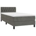 vidaXL Posteľný rám boxspring s matracom tmavosivý 90x200 cm zamat