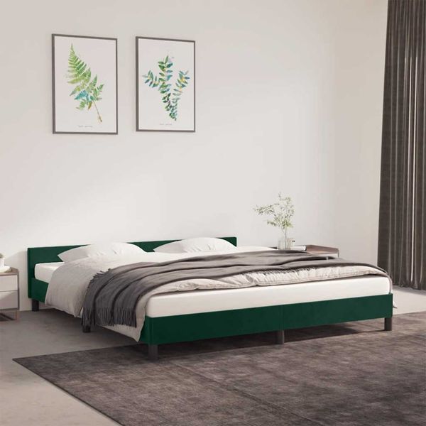 vidaXL Posteľ bez matraca tmavozelený 180x200 cm zamat