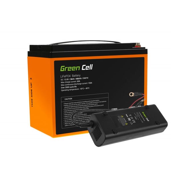 CAV14 Green Cell Battery Lithium-iron-phosphate LiFePO4 12V 12.8V 38Ah for photovoltaic system, camp