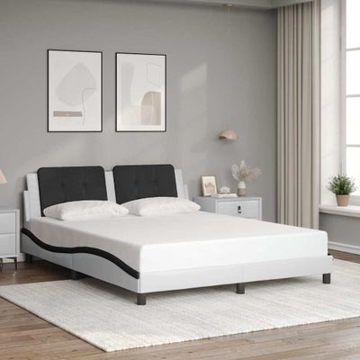 vidaXL Rám postele bez matraca Zadar bielo-čierny 160x200 cm umelá koža