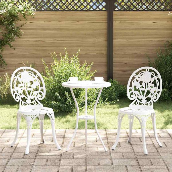 vidaXL Záhradný bistro set 3 pcs Biela Hliník