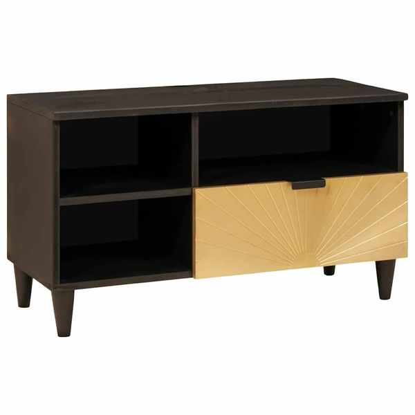 vidaXL TV skrinka Čierna a zlatá 80 x 33 x 46 cm Kompozitné drevo