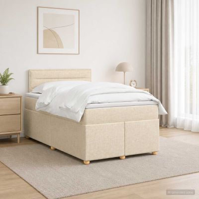 vidaXL Posteľ boxspring s matracom Krémová 120 x 190 cm Látka
