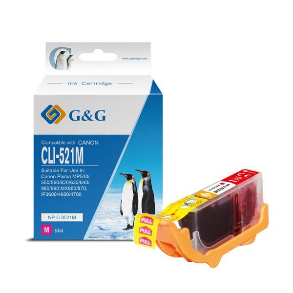 alt. kazeta G&G pre CANON CLI-521M  iP 3600 / iP 4600 / iP 4700 / MX 860 / MX 870 / MP 540 / MP 550 / MP 560 (9,4ml)