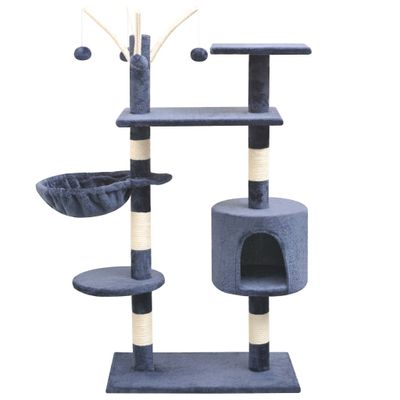vidaXL Škrabadlo pre mačky so sisalovými stĺpikmi, 125 cm, tmavomodré