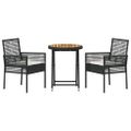 vidaXL Záhradný bistro set 3 ks Čierna polyratan