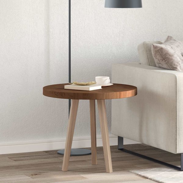 vidaXL Vrchná doska Tmavohnedá Ø 60 x 4 cm Masívne dubové drevo