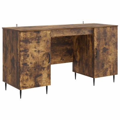 vidaXL Stôl s poličkou Dymový dub 142,5 x 50 x 75 cm Kompozitné drevo