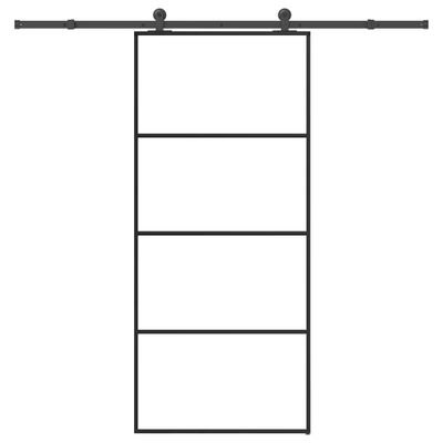 vidaXL Posuvné dvere s kovaním ESG sklo a hliník 90x205 cm