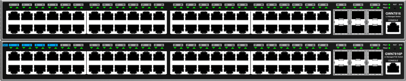 Grandstream GWN7816 L3 Managed Network Switch, 48 portov / 6 SFP+