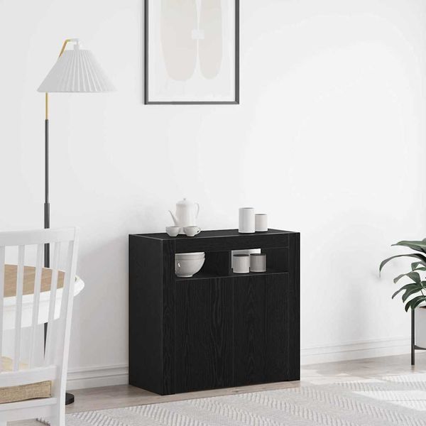 vidaXL Servírovacia skriňa Čierny dub 80 x 35 x 75 cm Kompozitné drevo