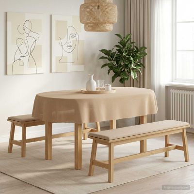 vidaXL Uterák na stôl Oválny Béžová 130 x 220 cm