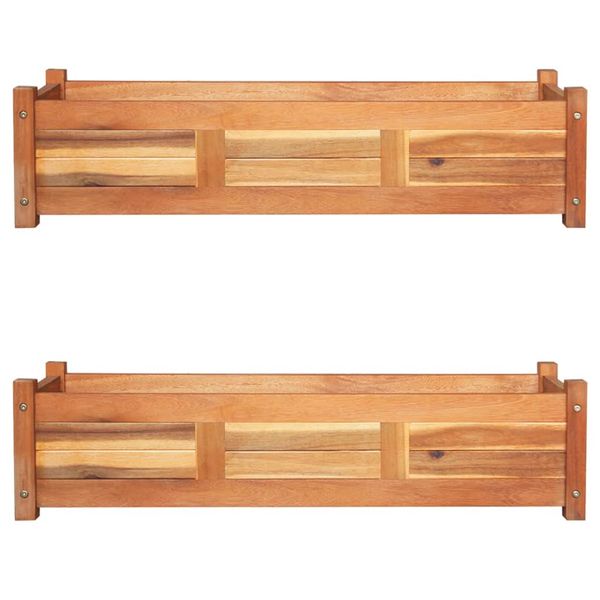 vidaXL Vyvýšené záhradné záhony 2 ks akáciové drevo 100x30x25 cm