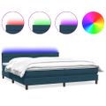 vidaXL Posteľný rám boxsping s matracom a LED tmavomodrý 180x210 cm zamat