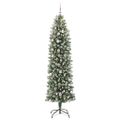 vidaXL Umelý chudý vianočný strom Zelená a biela 240 cm