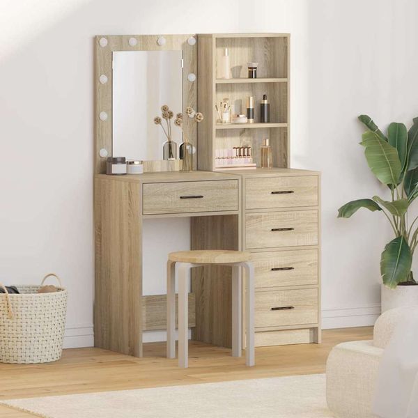 vidaXL Toaletný stolík 2 pcs Hnedá 50 x 41 x 135 cm Kompozitné drevo