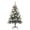 vidaXL Umelý výklopný vianočný stromček so šiškami a bobuľami 150 cm