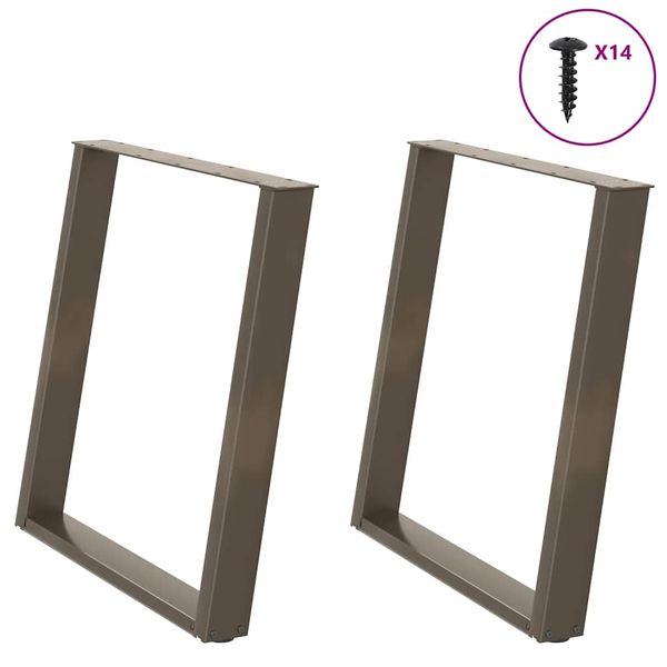 vidaXL Nohy k jedálenskému stolu v tvare U, 2 ks, prírodná oceľ, 80 x (72-73) cm, oceľ