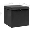 vidaXL Úložné boxy s vekom 10 ks, 28x28x28 cm, čierne