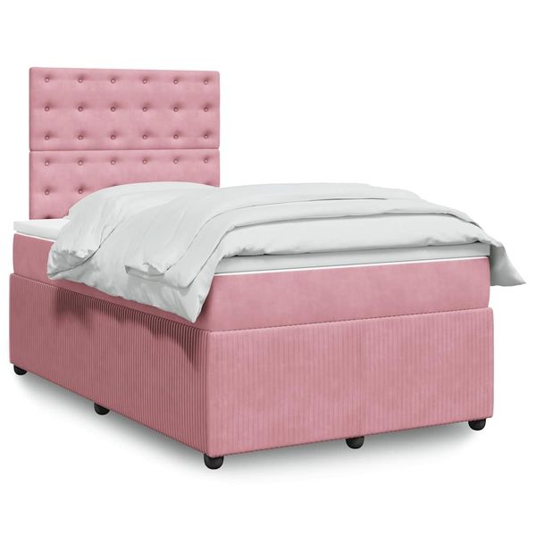 vidaXL Boxspring posteľ s matracom, ružová 120x190 cm, zamat