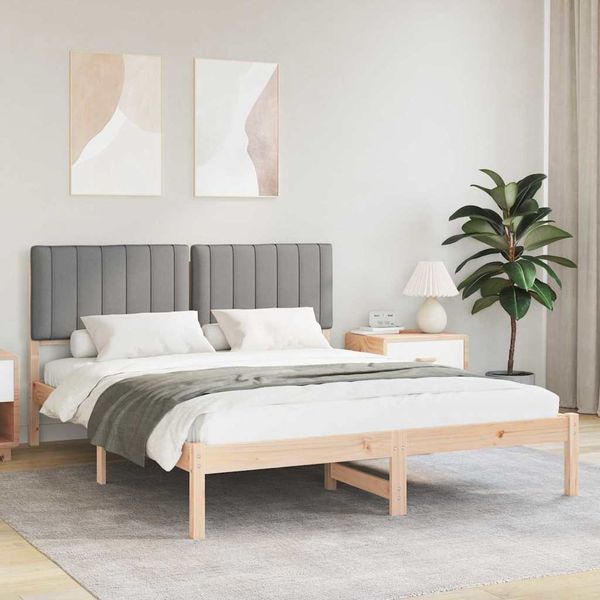 vidaXL Rám postele s čalúneným čelom Svetlosivá 150 x 200 cm