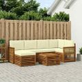vidaXL Záhradná súprava gaučov 6 ks Prírodná a krémová