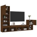 vidaXL 4-dielne TV nástenné skrinky s LED hnedý dub kompozitné drevo